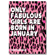 Print Fabulous Girls Born In January Birthday Card